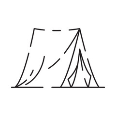 Camp icon on white background. Camping tent line icon vector