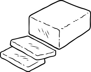 Vector Cartoon Hand Drawn Sliced Butter Line Art