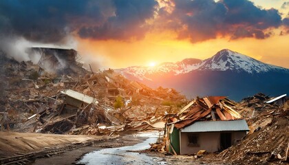 natural disaster earthquakes devastation concept - obrazy, fototapety, plakaty