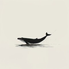 Generative AI image of I need a hand-drawn illustration of a whale diving into the sea, with only its tail visible above the water's surface