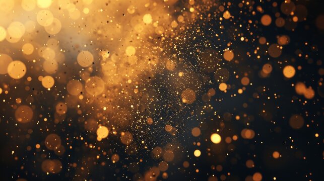 Generative AI image of a background that showcases a photorealistic mix of gold and black gradient spots, creating an ethereal atmosphere.