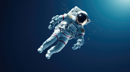 Astronaut on isolated blue background.
