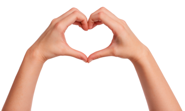 Hands forming a Heart shape sign isolated on transparent background. Love concept. AI Generative