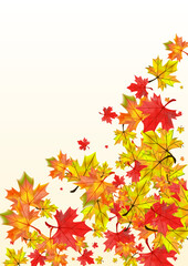 Red Leaf Background Beige Vector. Floral Nature Card. Ocher Shape Foliage. Decor Plant Frame.