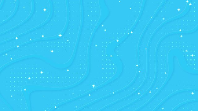 4k wavy cute blue soft animated wavy wallpaper. Girlish pattern with sparkle little stars. Seamless looped curved lines on light background. Halftone retro polka dots pattern. Dynamic beautiful summer