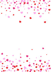 Fototapeta na wymiar Red Confetti Background White Vector. Honeymoon Backdrop Heart. Violet Drop Texture. Fond Confetti Celebration Pattern. Tender Anniversary Illustration.