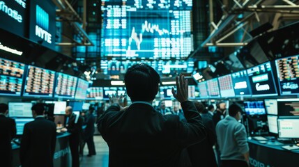 a chaotic trading floor with traders screens displaying stock prices and financial charts stock market - obrazy, fototapety, plakaty