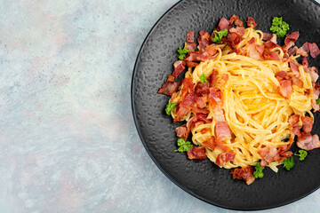Italian traditional pasta carbonara.
