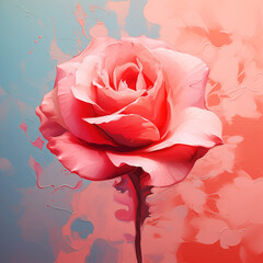 An abstract painted illustration of a Rose flower.