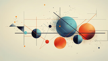 Abstract geometric background with circles, lines and dots Vector illustration