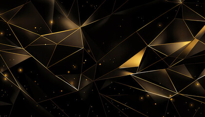 Fototapeta premium Abstract polygonal background with golden triangles Vector Illustration
