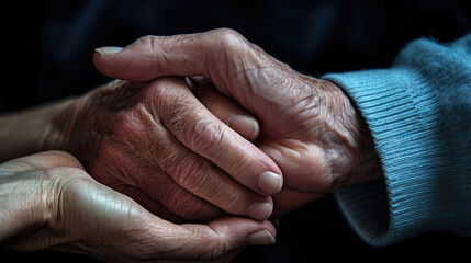 Helping hands, care for the elderly concept
