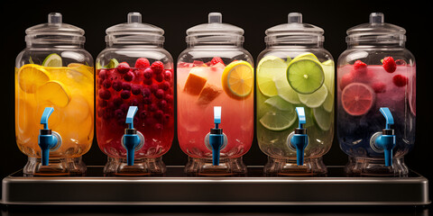 Testy and sweet summer cool or smoothie iced fruit machine for refreshing chilled drinks colorful mixer