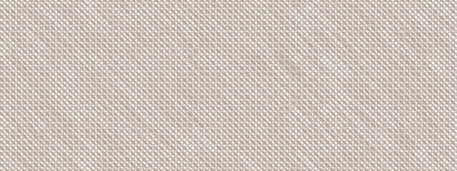Unequal diagonal seamless pattern of cotton cloth for a cross-stitch embroidery. Texture of interlocking square canvas. Unfinished linen cloth for crafts. Worn textile rag - obrazy, fototapety, plakaty