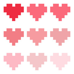 Obraz premium vector colorful pink heart pixel style icons