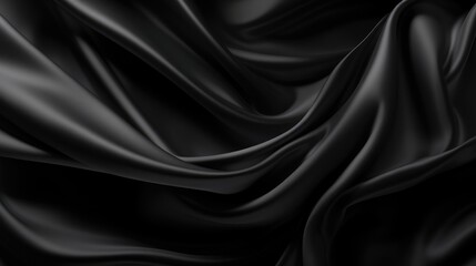 Fototapeta premium Black silk satin fabric abstract background