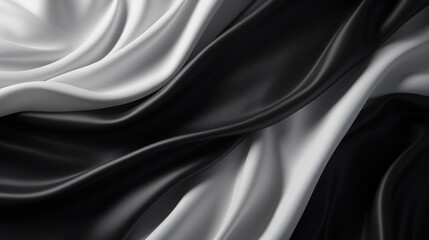 Black white silk satin fabric abstract background
