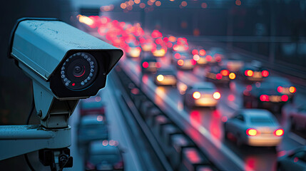 Radar speed control camera on the road

