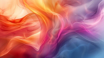 Fototapeta premium Gradient Transparent Veil Background in Smoothly Transitioning Shades of Blue, Pink, and Orange. Perfect for Wallpaper or Background Use