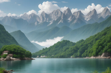 Lake and Mountains