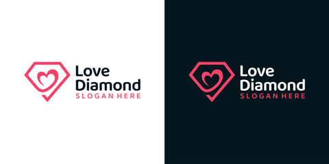 Diamond logo design template with heart love graphic design illustration. icon, symbol, creative.