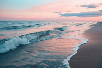 Seashore at Dawn with the waves gently lapping at the shore