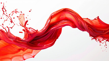 Red paint wave flow. Abstract background. Generative AI