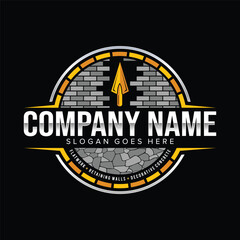 builder logo design. trowel and brick concept, very suitable for home repair or construction services.
