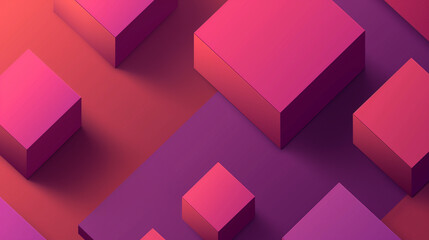 3D Background with Geometric Objects of Varying Sizes in Shades of Purple-Pink, Creating a Dynamic Banner Backdrop with Modern Aesthetic Appeal