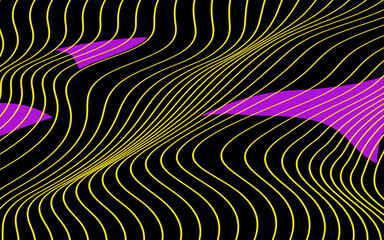 Waves of abstract lines and triangles in black background