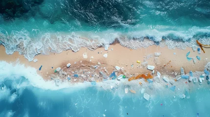 Zelfklevend Fotobehang 海岸に流れ着いたゴミ © maroke