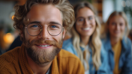 Team of employees working together in a company