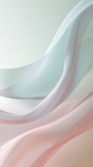 Fototapeta premium Abstract floating wave design wallpaper. Soft green and pink colors. Soft Minimalist Backdrops for smartphones. Quiet Backgrounds. Great for versatile social media content.