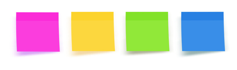 Sticky colored notes. Post note paper. Vector