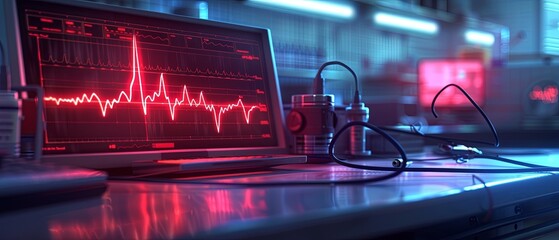 Computer Monitor Displaying Heartbeat