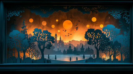 Children's theater scene, storytelling fairy tales and fables