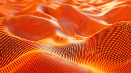 Orange color background made of halftone dots and curved lines 