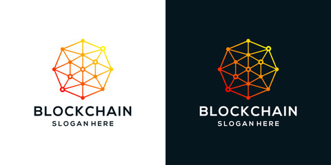 Blockchain logo design template. Analytical investment with connection technology graphic design illustration. icon, symbol, creative.