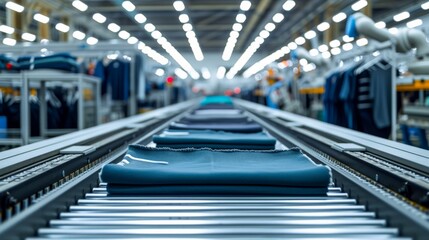 Industrial Robots Sorting Textiles on Automated Production Line