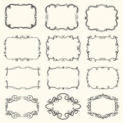 Decorative vintage frames and borders. Calligraphic design elements.