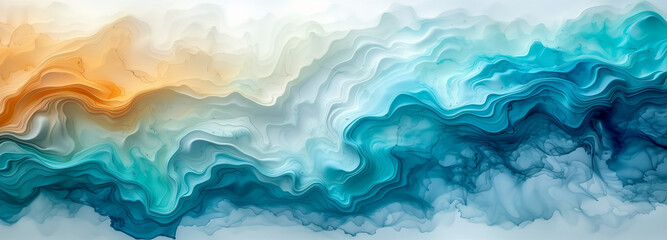 Obraz premium Abstract Watercolor Background: Teal Blue and Green Liquid Fluid Texture for Banners