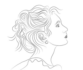 side face line drawing of woman