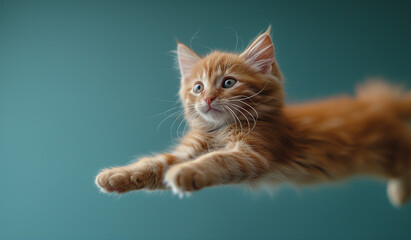 Obraz premium Leaping ginger cat