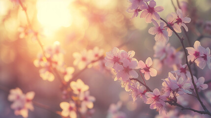 Sunset in the garden. AI generated art illustration.