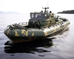camouflage boat in military khaki