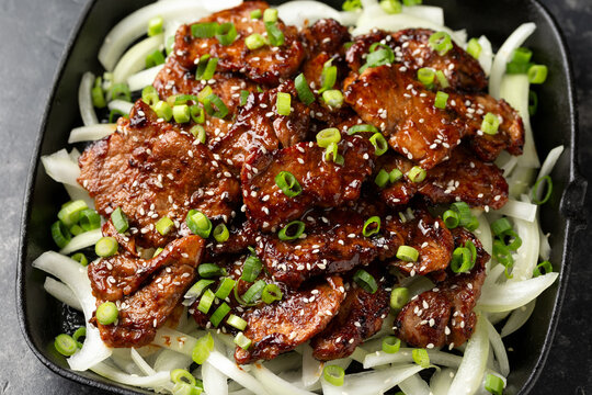 Korean BBQ Maekjeok, Doenjang Marinated Pork. Asian party food.