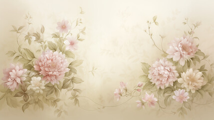 Background of pink flowers placed on the left and right