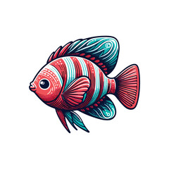 vector cute fish sea animal cartoon sticker © pixacraft