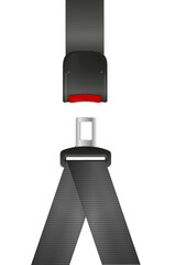 Safety seat belt, open and closed seatbelt. Art design road strap. Abstract concept car, airplane driver protection graphic element. Vector