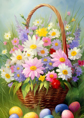 Easter Floral Basket Spring Flower